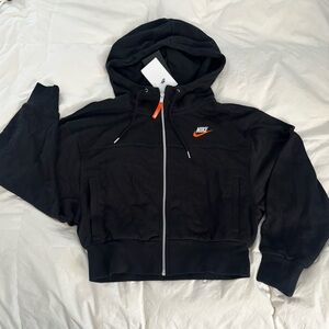 Nike Black Zip-Up Hoodie with Orange Accents
